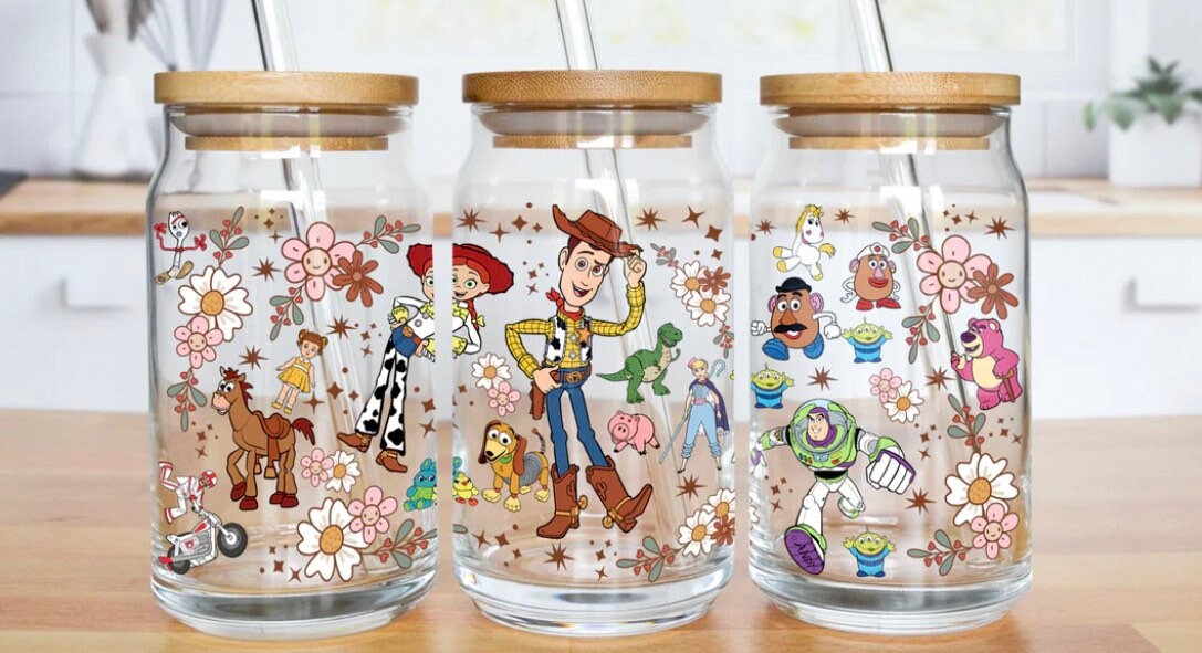 Toy story cup, Glass Cup, Libbey Glass *