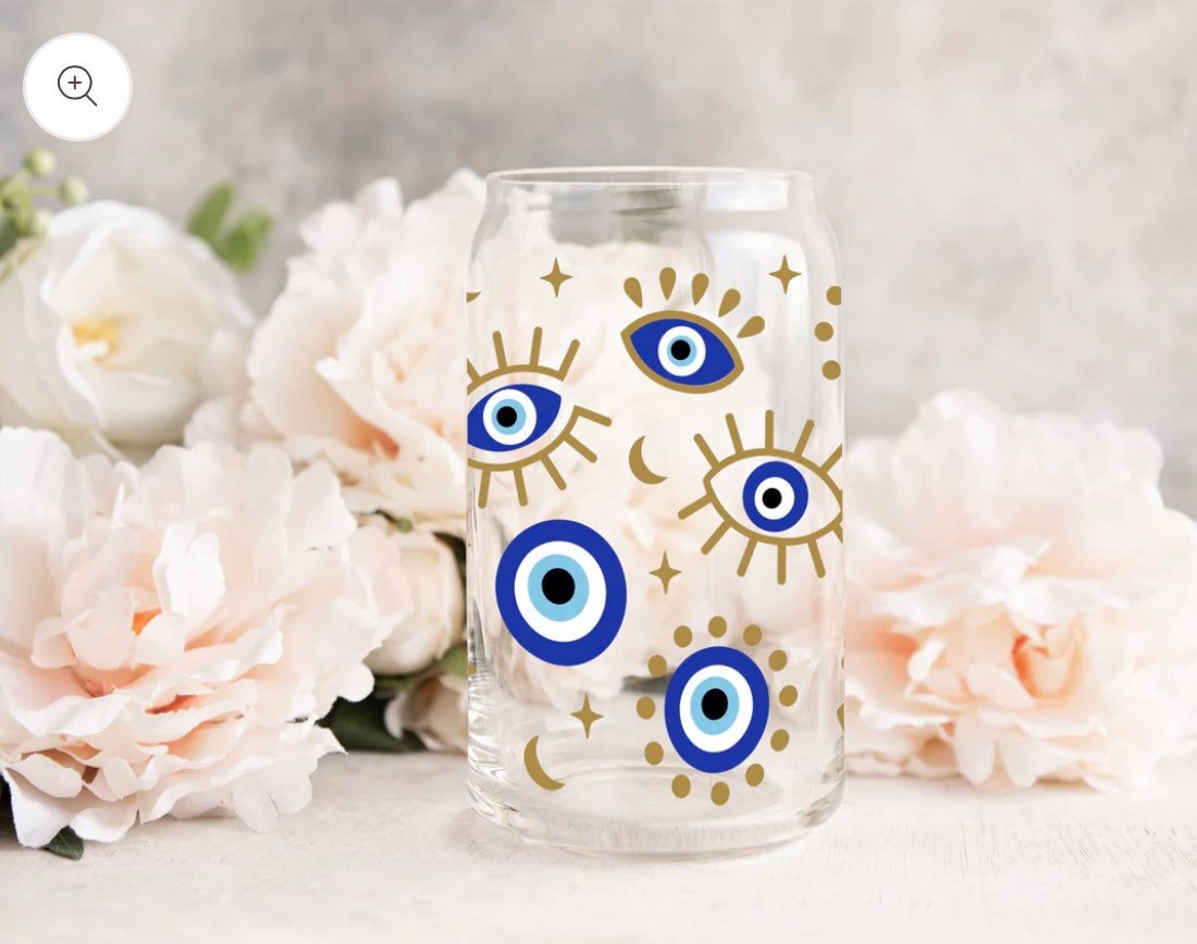 Evil eye Cup, Glass Cup, Libbey Glass *